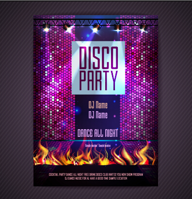 Stylish disco party poster cover 08 vector stylish poster party disco cover   