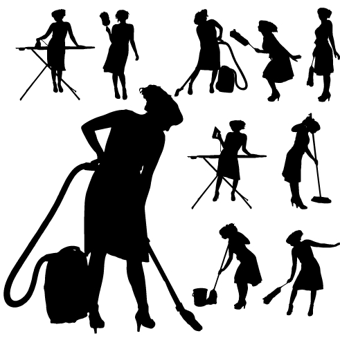 Creative cleaning woman silhouette design vector 03 woman silhouette creative cleaning   