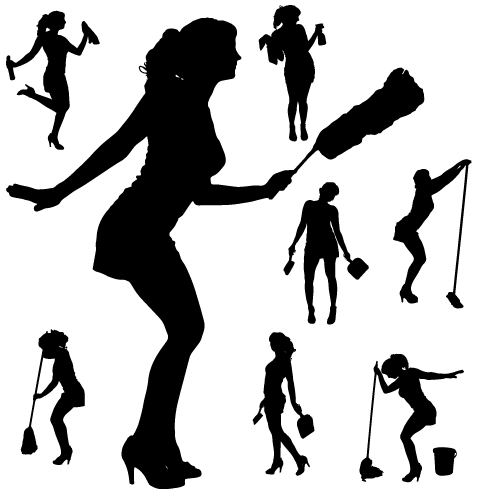 Creative cleaning woman silhouette design vector 04 woman silhouette creative cleaning   