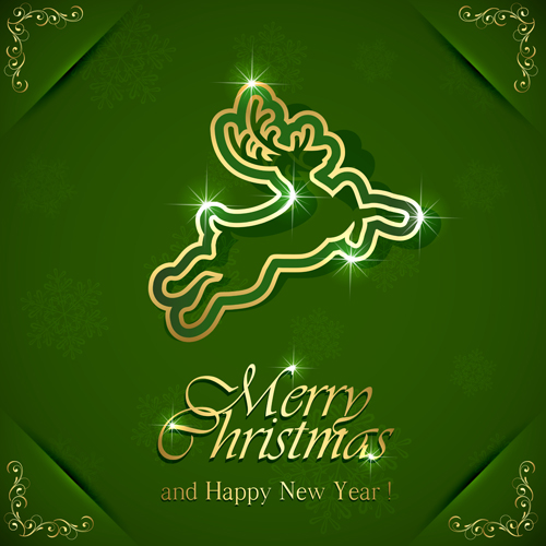 Reindeer christmas green background vector 02 green background christmas tree christmas background vector background   