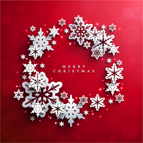 Paper snowflake with christmas red background vector 03 Valentine red heart day backgrounds   