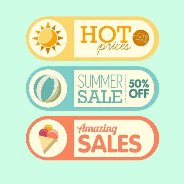 Summer sales promotion sticker retro vector summer sticker sales Retro font promotion   