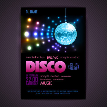 Stylish disco party poster cover 03 vector stylish poster party cover   