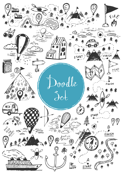 Doodle material vector set 08 material doodle   