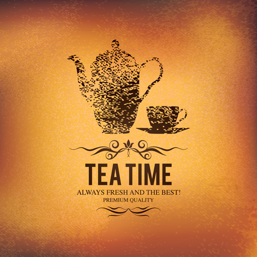 Tea time design element vector background set 01 Vector Background time tea element background   