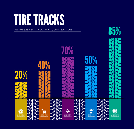 Tire tracks infographic vector material 01 track tire infographic   