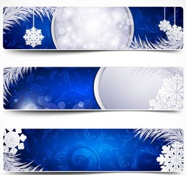 Blue christmas banner with snowfloake vector snow christmas banner   