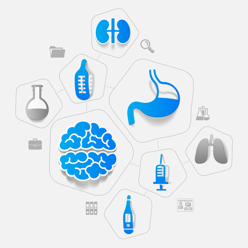 Medicine infographic with sticker vector set 13 sticke medicine infographic   