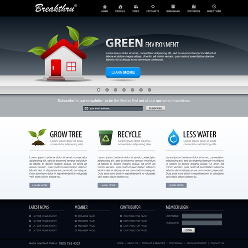 Green environment style website template vector 02 website template style environment   