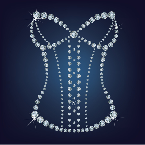Sparkling diamonds clothing vector set 03 sparkling diamond clothing   