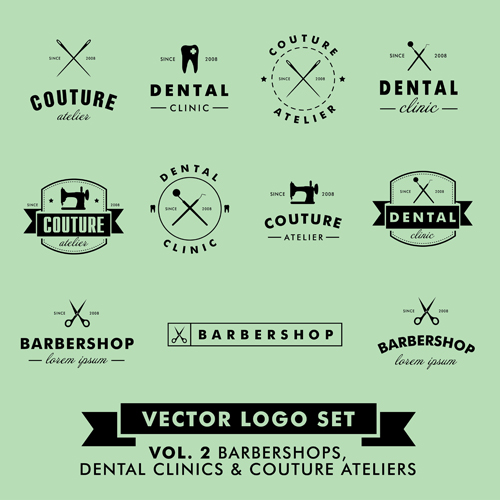 Barbershop with couture and dental vector logos logos couture Barbershop   