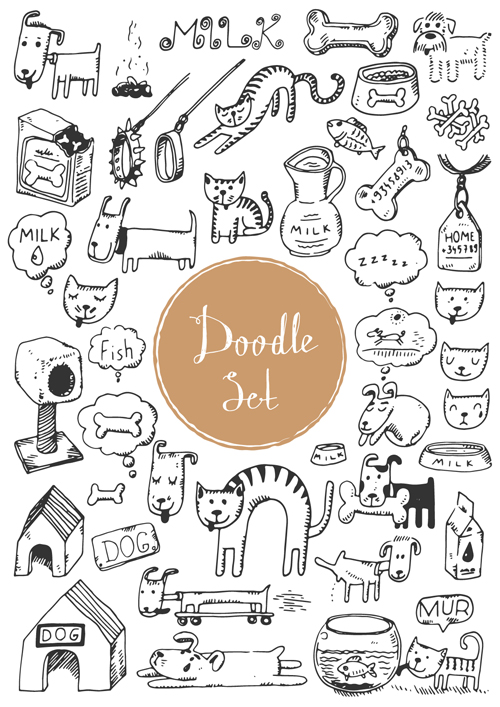 Doodle material vector set 07 material doodle   