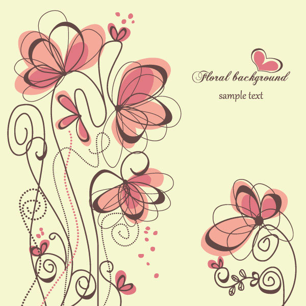 Hand painted of Romantic floral background vector 01 romantic hand painted floral background   