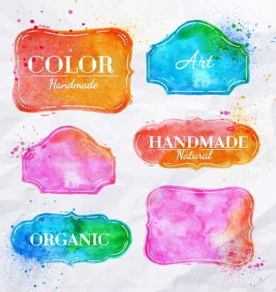 Creative watercolor labels vector material 01 watercolor vector material material labels label creative   