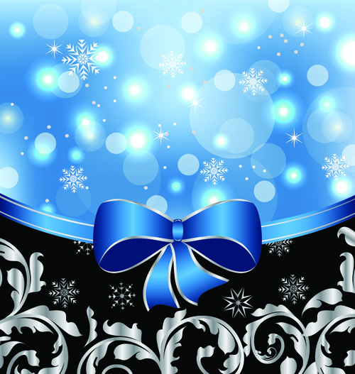 Shiny Christmas Backgrounds With bow design vector 03 shiny christmas bow   