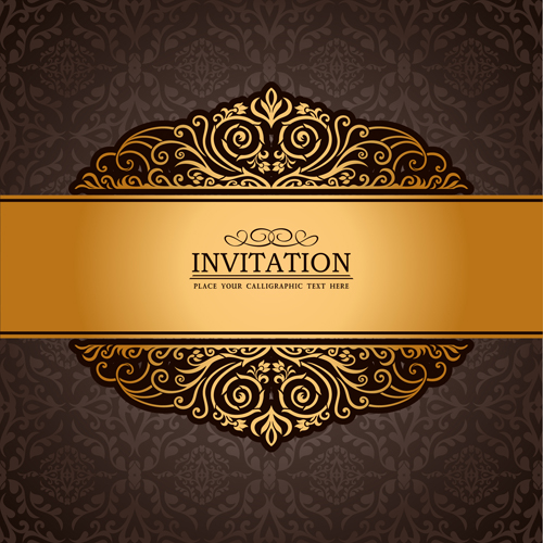 Set of Luxury invitation background elements vector 04 luxury invitation elements element   