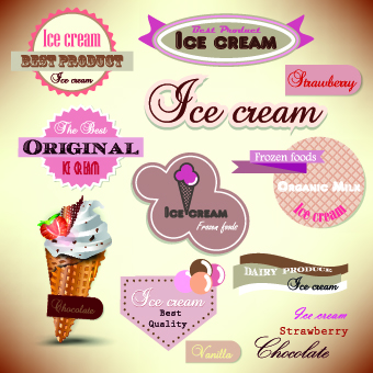 Ice cream Labels design vector 01 labels label ice cream ice cream   