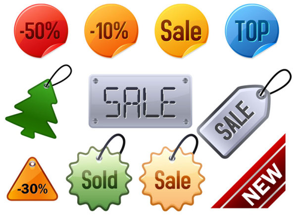 Christmas sale tags with stickers vector tags sale christmas   