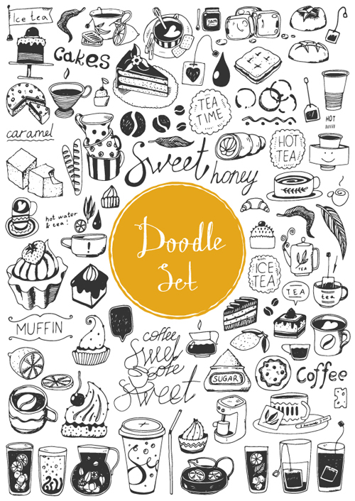 Doodle material vector set 01 material doodle   