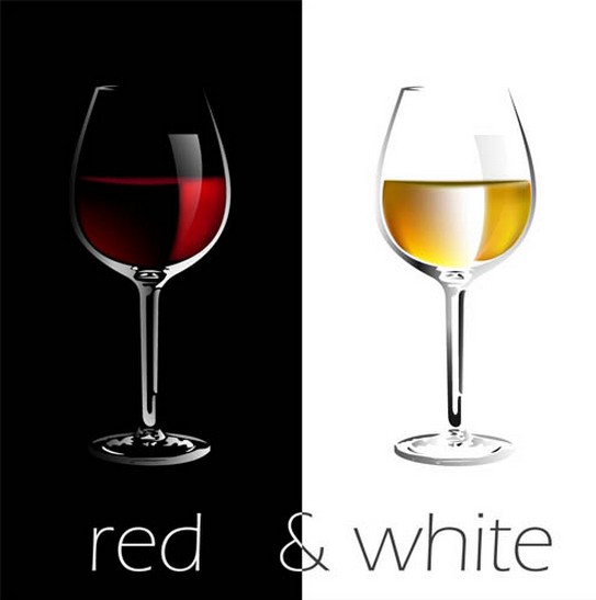 Red with white wine vectors material White wine red wine   