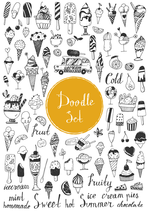 Doodle material vector set 12 material doodle   