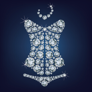 Sparkling diamonds clothing vector set 04 sparkling diamond clothing   