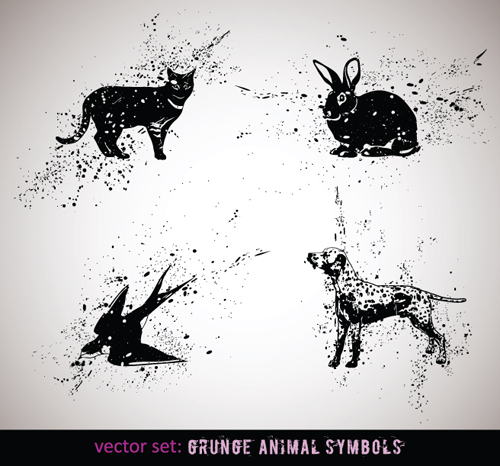 Vector Grungy Animals Symbols set 02 symbols symbol grungy animals Animal   