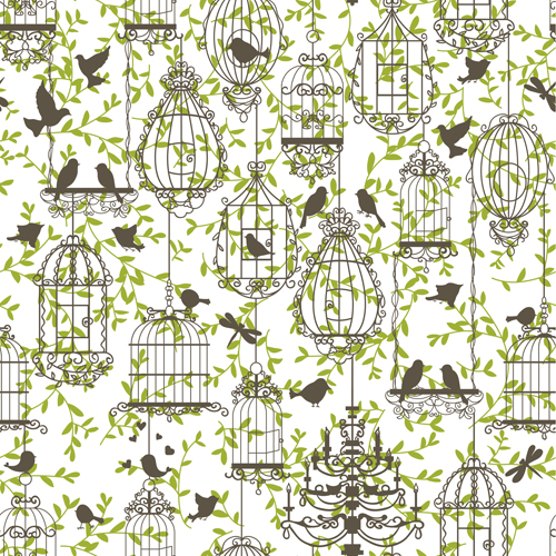 Birdcages and birds seamless pattern vector 01 seamless pattern vector pattern birds birdcage   