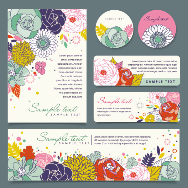 Set of Corporate Identity kit cover with flower vector 01 identity flower cover corporate   