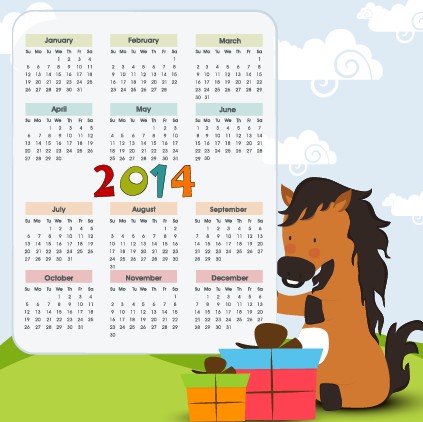 Funny horse 2014 calendar vector horse calendar 2014   