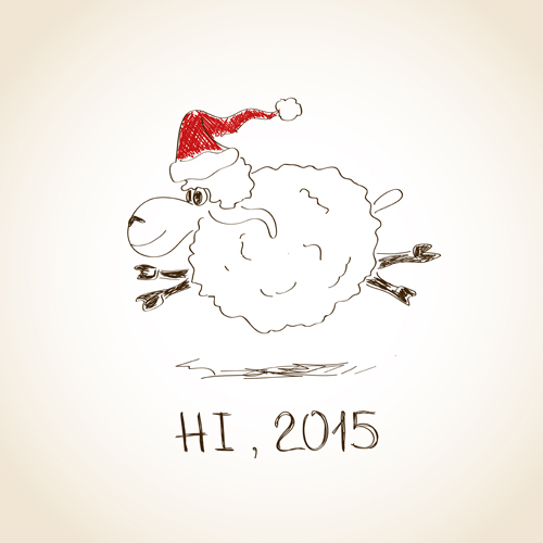 Hand drawn sheep year 2015 background year sheep hand drawn 2015   