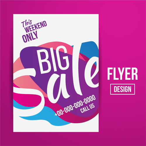 Modern big sale vector flyer material 01 modern flyer big sale   