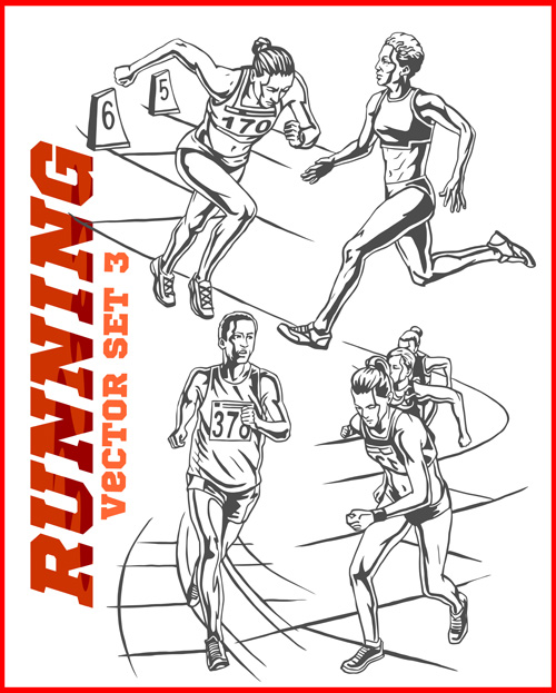 Running hand drawn vector material running material hand drawn   