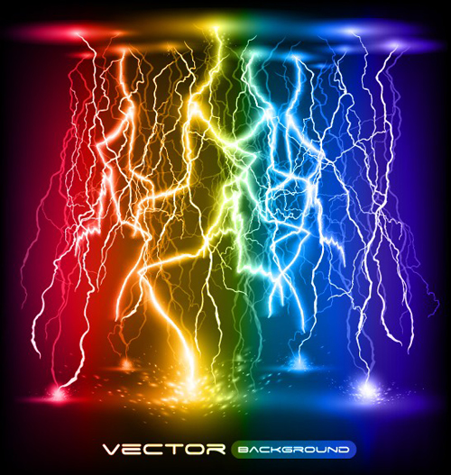 Set of Lightning flash elements background vector 05 lightning light elements element   
