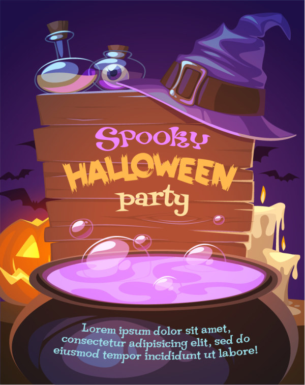 Spooky halloween party poster vector art spooky poster party halloween   