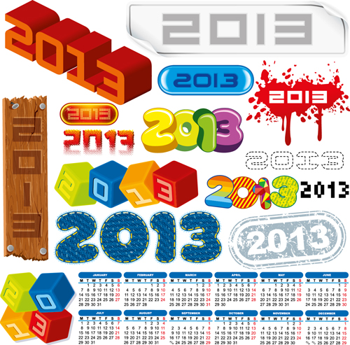 2013 design elements and 2013 Calendar vector 01 elements element calendar 2013   