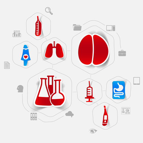 Medicine infographic with sticker vector set 03 sticker medicine infographic   