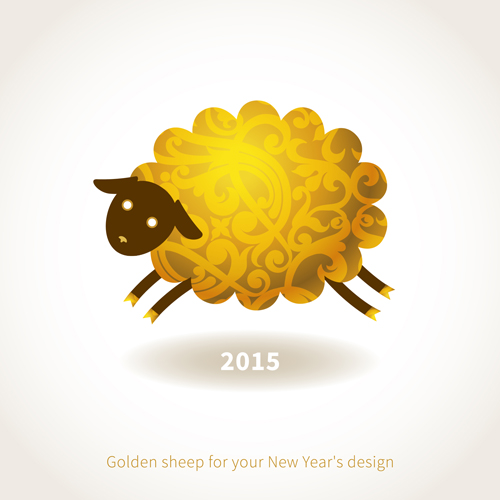 Golden sheep 2015 new year background vector sheep new year golden background 2015   