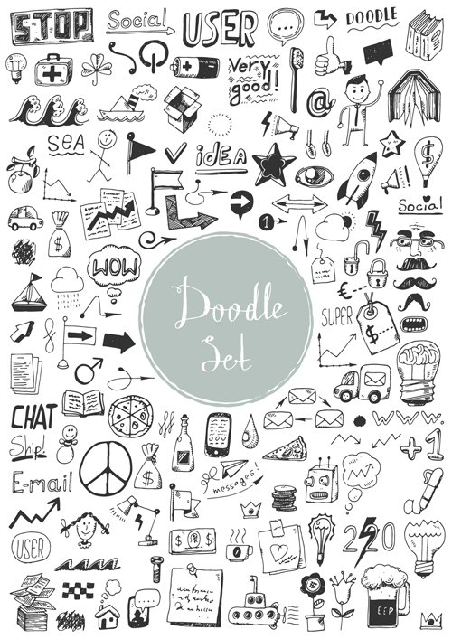 Doodle material vector set 06 material doodle   