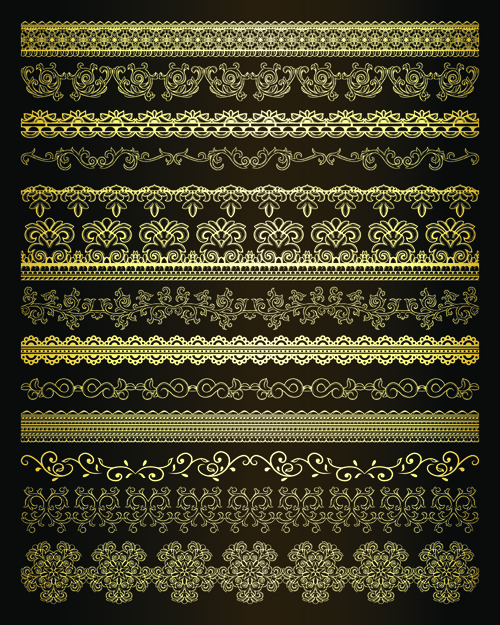 Retro lace Borders vector set 01 Retro font lace border lace borders border   