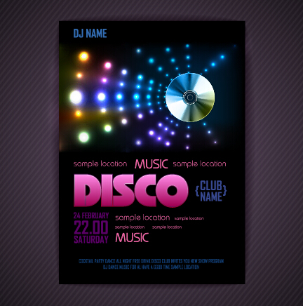 Stylish disco party poster cover 01 vector stylish poster party cover   