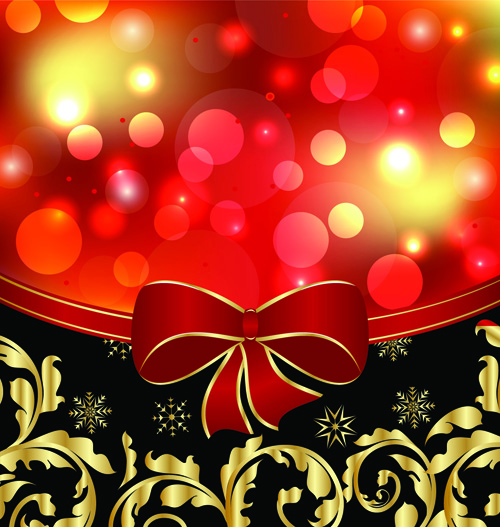 Shiny Christmas Backgrounds With bow design vector 02 christmas bow   