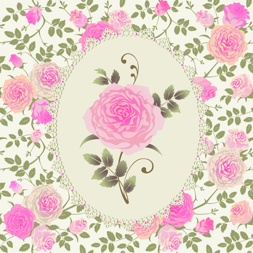 Pink rose pattern background vector material 01 rose pattern rose pink pattern background background vector   