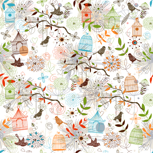 Birdcages and birds seamless pattern vector 02 seamless pattern vector pattern birdcage   