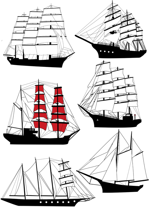 Set of Vivid Sailing vessels design vector 03 vivid vessels sailing   