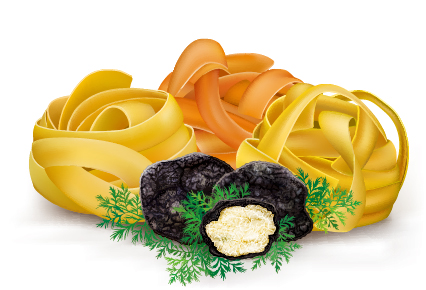 Italian pasta with black truffle vector truffle Pasta italian black   