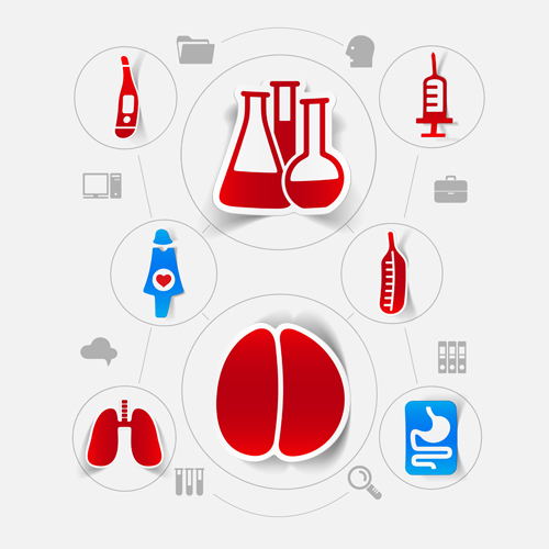 Medicine infographic with sticker vector set 02 sticker medicine infographic   