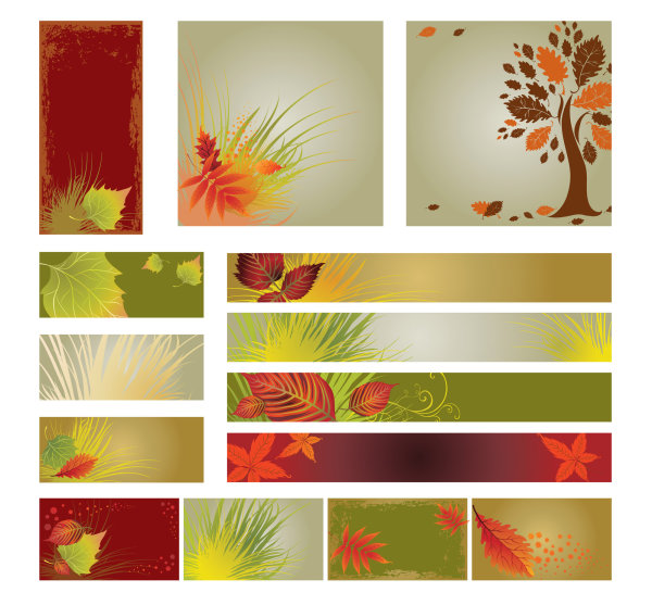 Autumn banner background vector graphic style pattern maple leaf leaves grass banner background autumn   