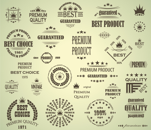 Premium quality labels with logos vintage vector vintage quality premium logos labels   
