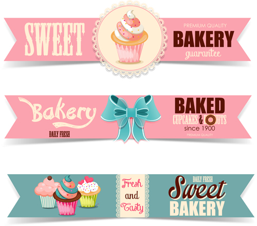 Cute cupcake banners vectors cute cupcake banners   